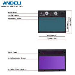 ANDELI - solar auto darkening welding helmet - TIG / MIG / CUT / MMAHelmets