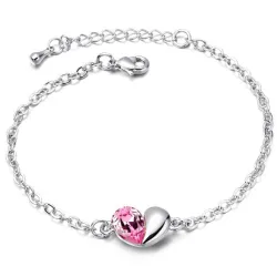Silberarmband - mit Herz / Kristall