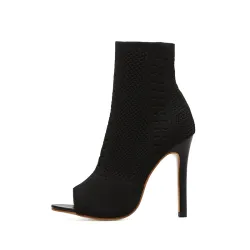 Modischer Peeptoe - High Heel - Stiefeletten - Pumps