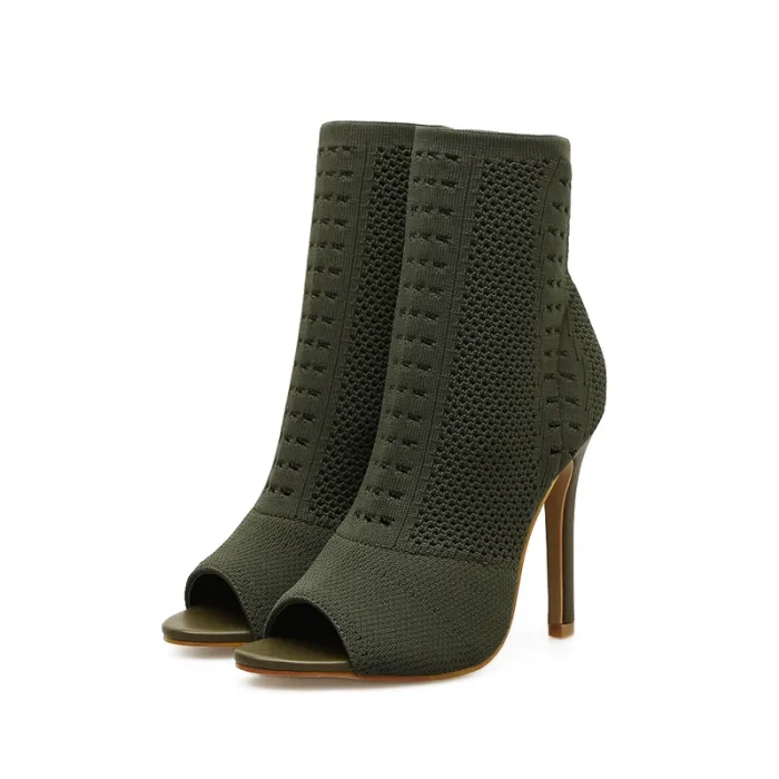 Modischer Peeptoe - High Heel - Stiefeletten - Pumps