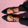 Elegante flache Lederschuhe - Schnürung