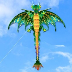 3D pterosaur - green dinosaur - kite - with 100 m lineKites