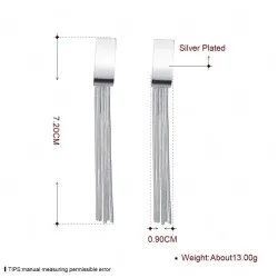 Silver long earrings - multi layered tasselsEarrings