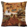 Dekorativer Kissenbezug – Lazy Cat Party / Bücher – 45 cm * 45 cm