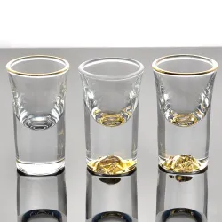 Glasgläser-Shots – mit goldenem Design – bleifrei – 10 ml