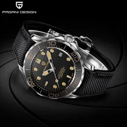PAGANI DESIGN – modische Automatikuhr – Nylonarmband – schwarz