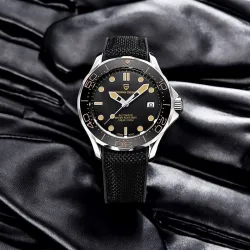 PAGANI DESIGN – modische Automatikuhr – Nylonarmband – schwarz