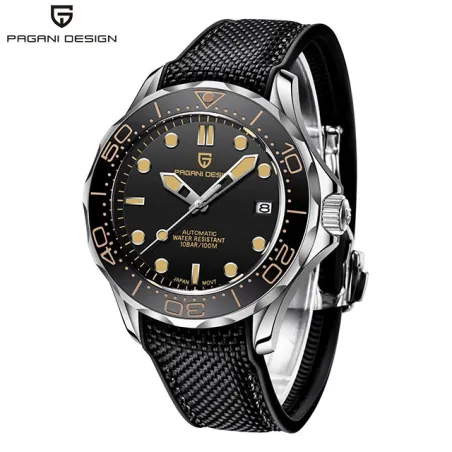 PAGANI DESIGN – modische Automatikuhr – Nylonarmband – schwarz