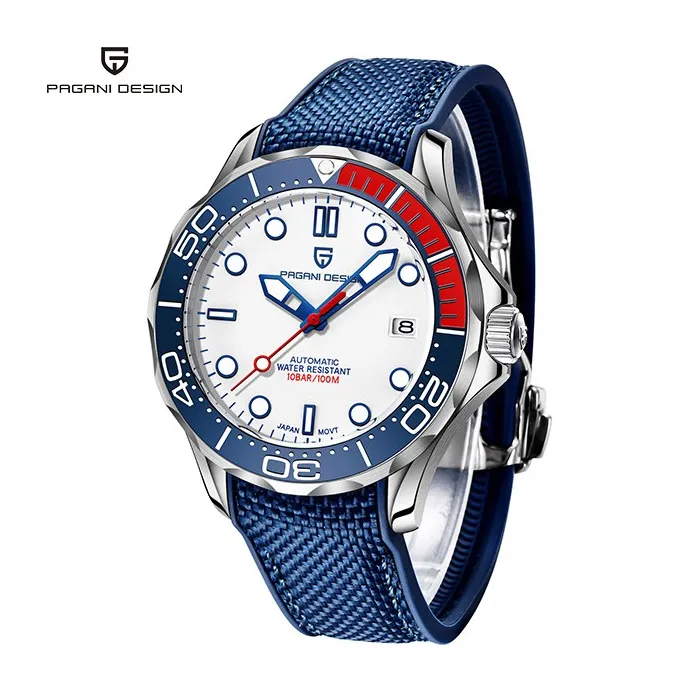 PAGANI DESIGN - fashion automatic watch - nylon strap - whiteWatches