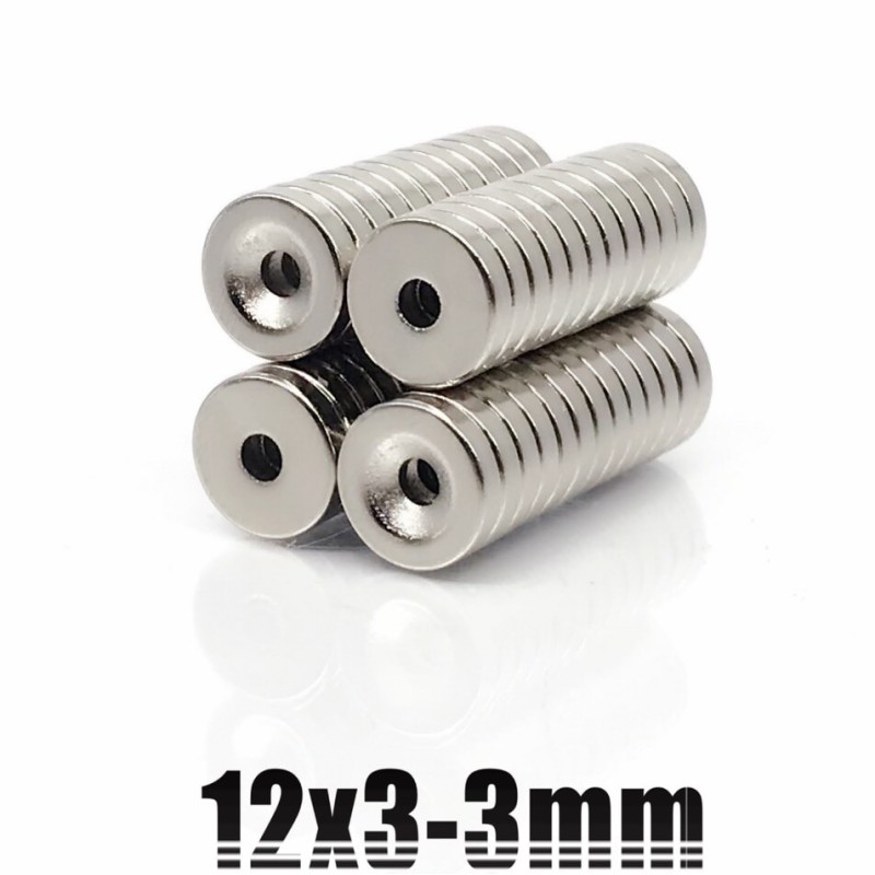N35 – Neodym-Magnet – starke runde Scheibe – 12 mm * 3 mm – mit 3 mm Loch