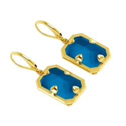 Elegante goldene lange Ohrringe – mit rechteckigem Kristall
