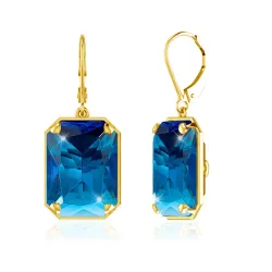 Elegante goldene lange Ohrringe – mit rechteckigem Kristall