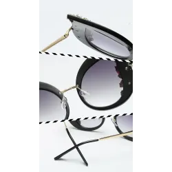 Modische Cat-Eye-Sonnenbrille – dekorative Blätter/Kristalle