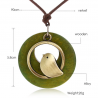 Holzanhänger mit Vogel-Seil-Halskette