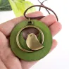 Wooden pendant with bird - rope necklaceNecklaces