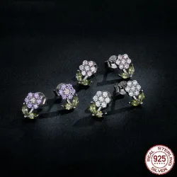 Kristallblumenförmige Ohrringe – 925er Sterlingsilber