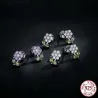 Kristallblumenförmige Ohrringe – 925er Sterlingsilber