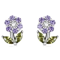 Kristallblumenförmige Ohrringe – 925er Sterlingsilber