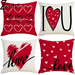 Rot/weißer Kissenbezug – Valentinstagsmotive – 45 cm * 45 cm