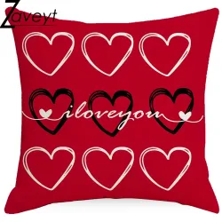 Rot/weißer Kissenbezug – Valentinstagsmotive – 45 cm * 45 cm