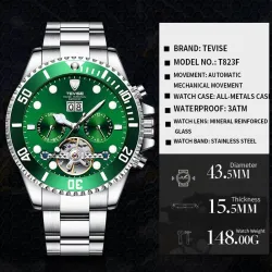 TEVISE - elegant automatic watch - stainless steel - waterproof - gold / blueWatches