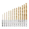 Twist drill bit set - hex shank HSS - titanium coated - 1.5mm-6.5mm - 13 piecesBits & drills