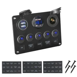 Wippschalter-Panel – wasserdichtes digitales Voltmeter – für Auto – Boot – LKW – 12 V – USB – LED