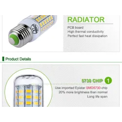 LED lamp bulb - SMD 5730 - 220V - E14 - E27Bulbs