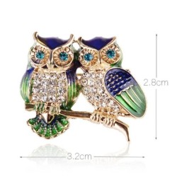 Crystal couple owls - broochBrooches