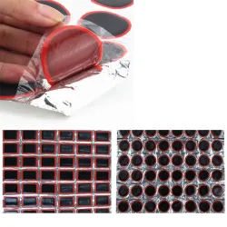Bicycle tire repair stickers - square / round - 25mm - 48 piecesRepair