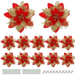 Glitzerrosen - Christbaumschmuck - 12 Stück