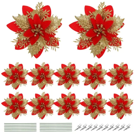 Glitzerrosen - Christbaumschmuck - 12 Stück