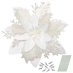 Glitter roses - Christmas tree decoration - 12 piecesChristmas
