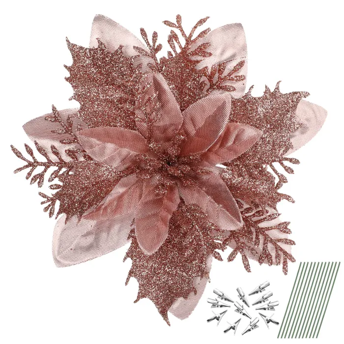 Glitzerrosen - Christbaumschmuck - 12 Stück