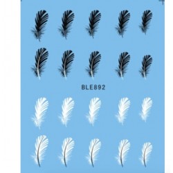 Black / white feathers - nail stickers - nail art - 20 piecesNail stickers