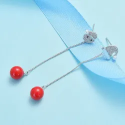 Lange Weihnachtsohrringe - mit Kristallen - Schneemann / Hut / Perle