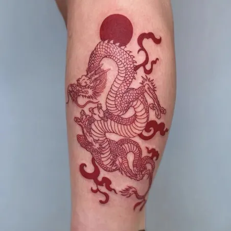 Temporäres Tattoo - Aufkleber - roter Drache