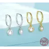 Hoop earrings with round white crystal - 925 sterling silverEarrings