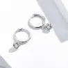 Creolen mit rundem weißem Kristall – 925er Sterlingsilber