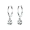 Hoop earrings with round white crystal - 925 sterling silverEarrings