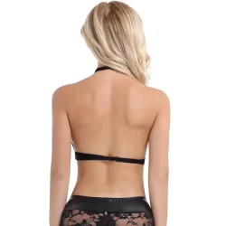 Sexy durchsichtiges Oberteil mit kurzem Neckholder aus Netzstoff