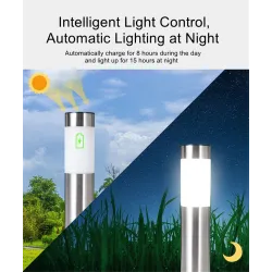 Solar-Gartenleuchte – Bodensäule aus Edelstahl – Rohr