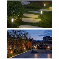 Solar-Gartenleuchte – Bodensäule aus Edelstahl – Rohr