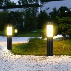 Solar-Gartenleuchte – Bodensäule aus Edelstahl – Rohr