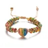Doppellagiges Armband - Natursteinperlen / Herz - verstellbar