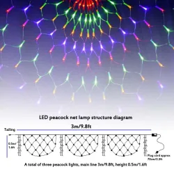Buntes Pfauennetz – LED-Lichterkette – 3 m