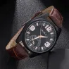 Modische Quarzuhr - mit Lederarmband - Set