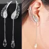 Long earrings with crystal angel wings - clipsEarrings