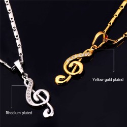 Musiknoten-Anhänger / Kristalle – mit Halskette
