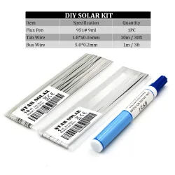 20 meters tabbing tab wire - 2 meters PV ribbon bus wire - 951 soldering rosin flux penSolar